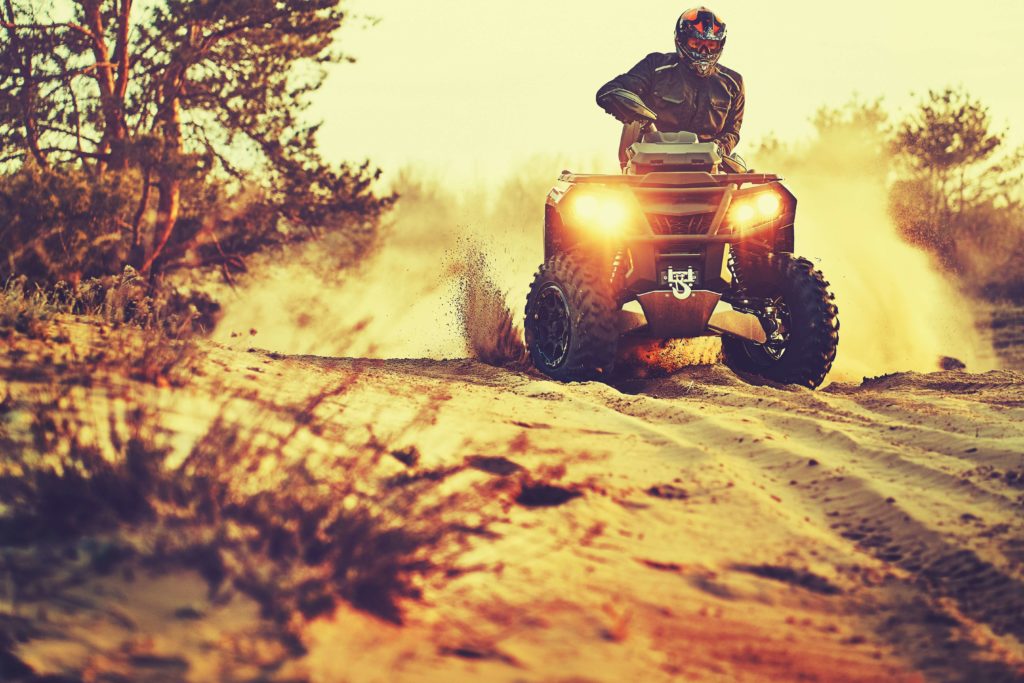 A person on Red River, New Mexico ATV trails.